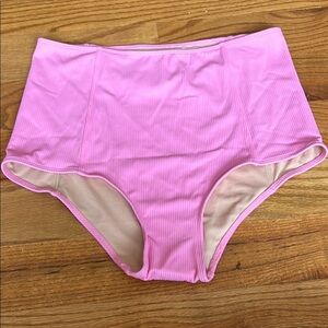 Kortni Jeane ribbed Pink High-Waisted Swim Bottoms